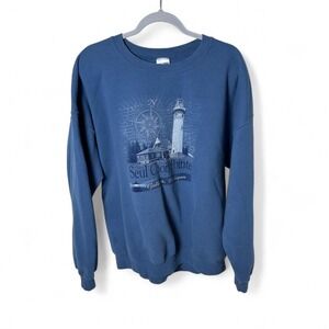 Vintage 90s blue Gildan crewneck lighthouse  sweatshirt Size XXL